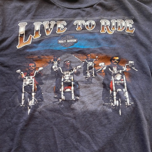 Very Rare Harley Davidson Vintage Live To Ride 3D emblem t-shirt see back size L - Picture 2 of 9